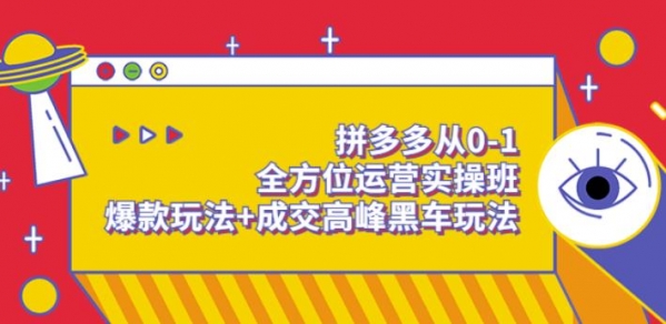 拼多多开店教程从0-1全方位运营实操班：爆款玩法+成交高峰黑车玩法 - 163资源网-163资源网