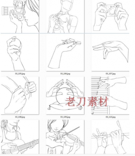 图片[2]-116张娱乐休闲中的手部持物动作线稿集 漫画绘画手绘临摹参考素材 - 163资源网-163资源网