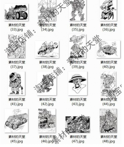 图片[4]-虚拟货源：p14 欧美风格图集 黑白机械线稿 朋克风格机器线稿素材参考资料 - 163资源网-163资源网