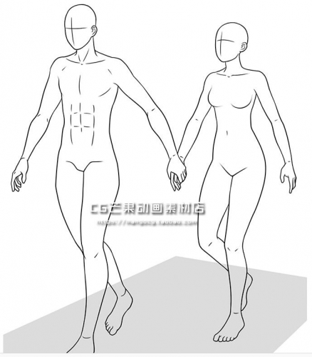 图片[2]-动漫线稿 双人动作造型 形体姿势结构 人体**素材 临摹参考素材 - 163资源网-163资源网