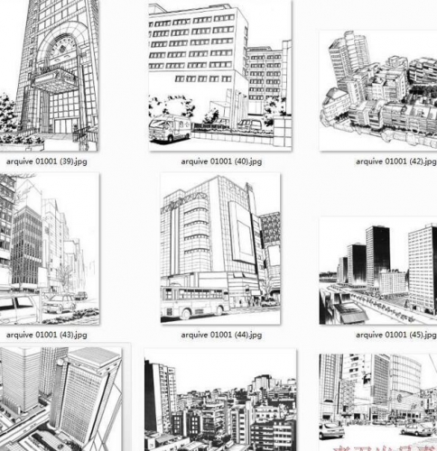 图片[3]-室外建筑场景线稿手稿集 手绘CG漫画插画临摹上色参考素材 - 163资源网-163资源网