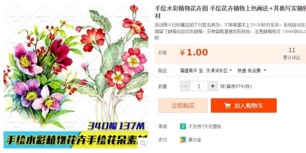 手绘水彩植物花卉图 手绘花卉植物上色画法+其他写实植物花卉素材 - 163资源网-163资源网