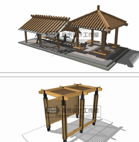 图片[4]-凉亭子廊架SU模型中式欧式古建园林sketchup建筑景观构件设计素材 - 163资源网-163资源网