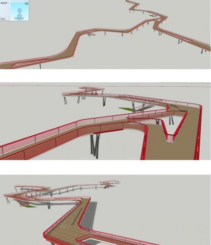 图片[2]-草图大师sketchup模型空中栈道景观桥 SU模型小品长桥设计素材 - 163资源网-163资源网