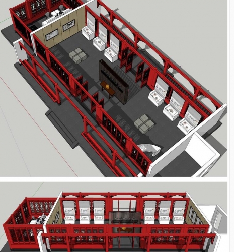 图片[3]-sketchup中式展厅室内设计建筑模型 su草图大师中式文化展馆组件 - 163资源网-163资源网