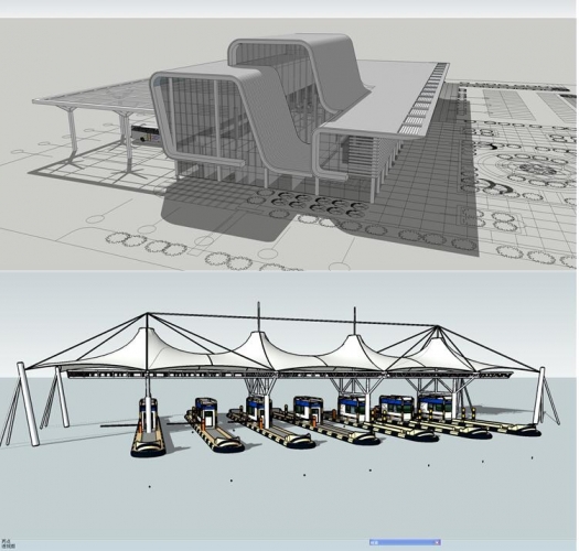 图片[2]-交通车站机场火车站公交客运建筑设计SU模型SketchUp草图大师模型 - 163资源网-163资源网