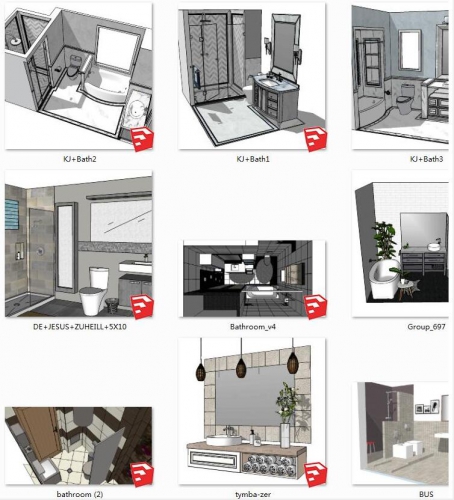 图片[4]-SketchUp家工装卫生间卫浴厕所浴室洗漱台组合案例草图大师su模型 - 163资源网-163资源网