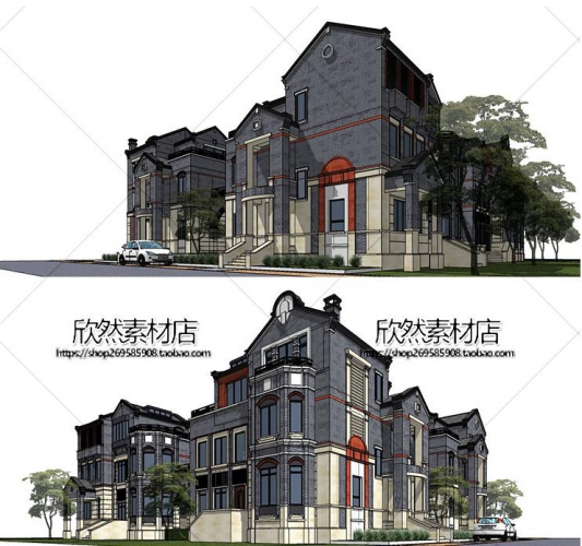 图片[2]-SJ04草图大师sketchup中式复古仿民国风商业街古建筑民居SU模型 - 163资源网-163资源网