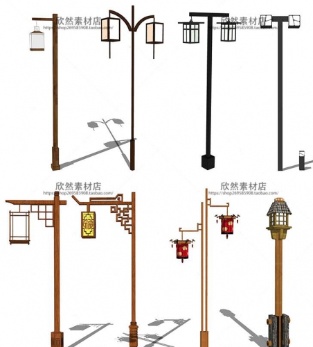 图片[2]-sketchup古典园林新中式灯柱仿古灯石灯景观灯庭院灯SU模型LS9-3 - 163资源网-163资源网