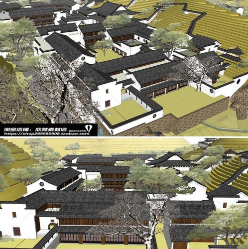 图片[2]-sketchup民宿民居客栈酒店中式规划古建筑古建古镇su设计模型M03 - 163资源网-163资源网