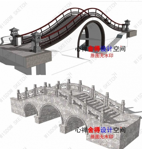 图片[2]-172虚拟货源网-su草图大师现代中式古典石拱桥石材古桥长廊桥风雨桥su模型素材 - 163资源网-163资源网