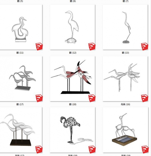 图片[3]-淘宝虚拟货源网：sketchup鸟类动物雕塑su模型仙鹤白鹤小品摆件su草图大师模型设计 - 163资源网-163资源网