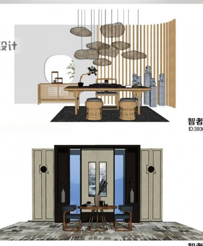 图片[3]-SU模型室内设计禅意新中式风格家具软装组合草图大师Sketchup模型 - 163资源网-163资源网