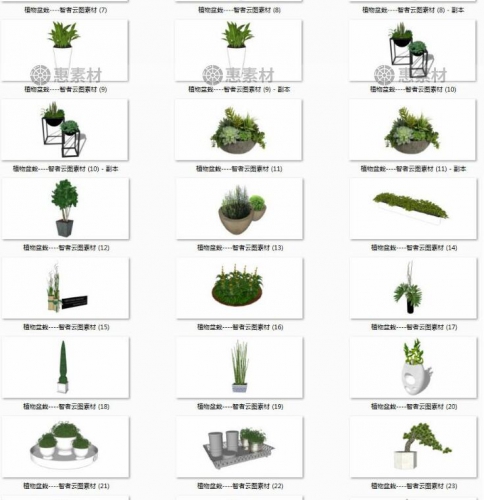 图片[4]-sketchup模型 室内装饰植物盆栽绿植花架花瓶草图大师su模型素材 - 163资源网-163资源网