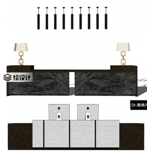 图片[3]-SU模型新中式接待台酒店会所售楼处高端前台su模型草图大师源文件 - 163资源网-163资源网