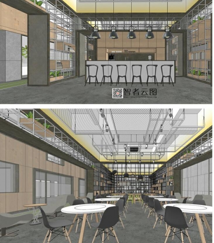 图片[4]-Sketchup模型工业风loft创客中心办公室内空间全套草图大师SU模型 - 163资源网-163资源网