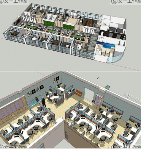 图片[3]-办公室会议室场景办公空间家具SU模型草图大师模型库Sketchup素材 - 163资源网-163资源网