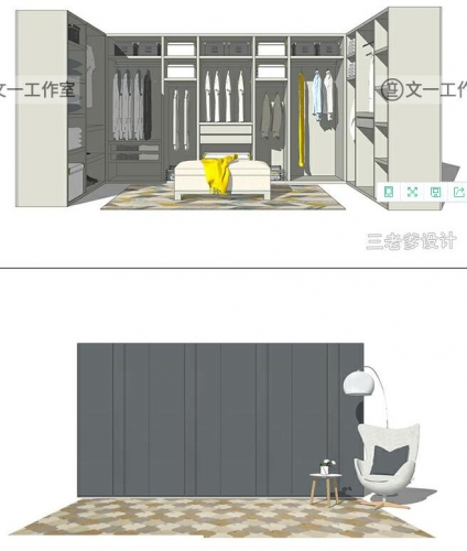 图片[4]-衣帽间草图大师SU模型sketchup室内设计卧室衣柜素材更衣室服装间 - 163资源网-163资源网