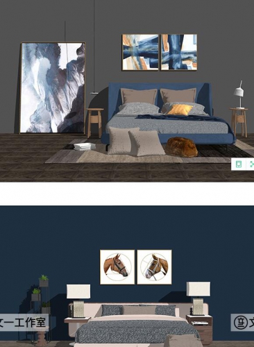 图片[4]-草图大师sketchup室内设计su北欧风格床具卧室软装床模型素材库 - 163资源网-163资源网