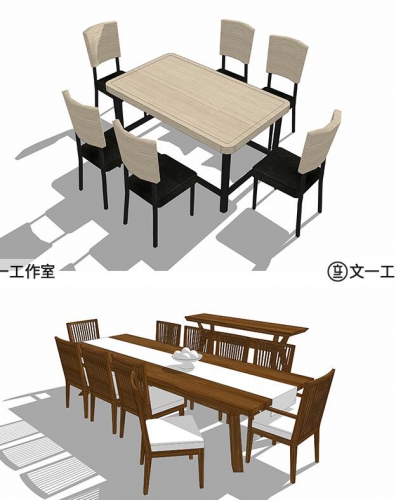 图片[3]-草图大师sketchup室内设计su餐桌美式椅子桌子家具风格模型素材库 - 163资源网-163资源网