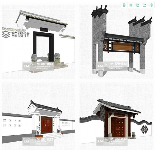 图片[3]-SU模型四合院居住小区中式古典大门门楼牌坊草图大师景观设计素材 - 163资源网-163资源网