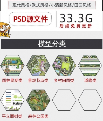 园林景观小清新植物PS彩色总平面图彩平图总平图PSD分层源文件 - 163资源网-163资源网