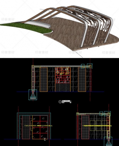 图片[4]-现代商业广场异形树池座椅廊架构筑物草图大师SU模型CAD施工图 - 163资源网-163资源网