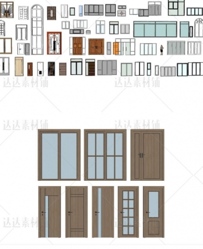 图片[3]-单开双开门推拉门卧室门窗花窗门户窗框门窗组件草图大师SU模型库 - 163资源网-163资源网