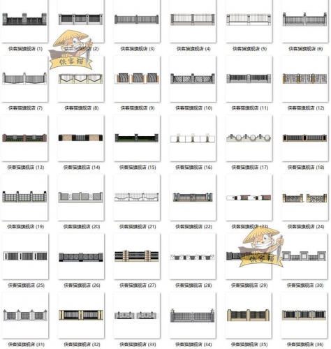 图片[3]-现代新中式欧式住宅居住区别墅铁艺大门围墙草图大师SU模型CAD图 - 163资源网-163资源网