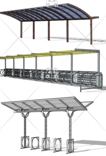 图片[2]-现代住宅小区居住区商业街公园景区广场自行车停车棚雨棚SU模型库 - 163资源网-163资源网
