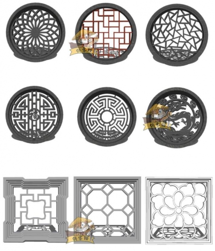 图片[4]-新中式镂空SketchUp别墅会所庭院花园景墙花格窗格窗花窗户SU模型 - 163资源网-163资源网