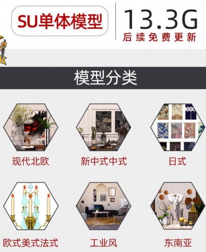 图片[2]-现代北欧工业风家装室内软装陈设装饰品摆件雕塑草图大师SU模型库 - 163资源网-163资源网