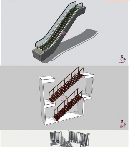 图片[3]-SU楼梯模型小品Sketchup室内旋转楼梯扶梯木梯电梯家装单体组件 - 163资源网-163资源网