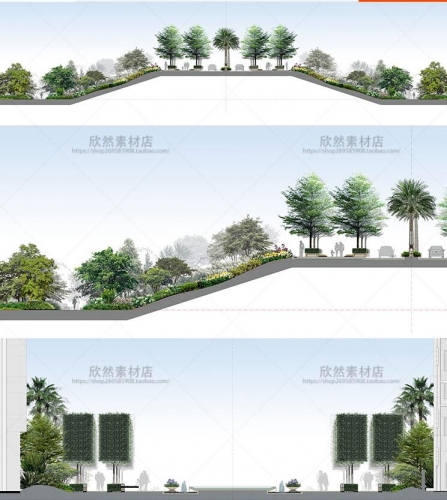 图片[2]-PS建筑园林景观剖面图立面图植物人物材质彩色后期素材PSD分层LP6 - 163资源网-163资源网