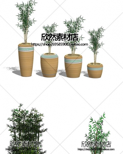 图片[2]-LS5-2中式日式枯山水庭院植物竹子盆栽小品sketchup景观SU模型 - 163资源网-163资源网