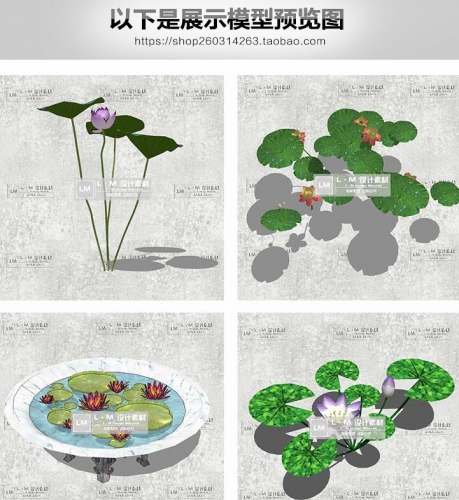 图片[3]-SU模型景观设计荷塘荷花池莲花荷叶植物园林水景小品草图大师素材 - 163资源网-163资源网