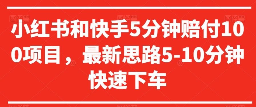 小红书和快手5分钟赔付100项目，最新思路5-10分钟快速下车【仅揭秘】 - 163资源网-163资源网