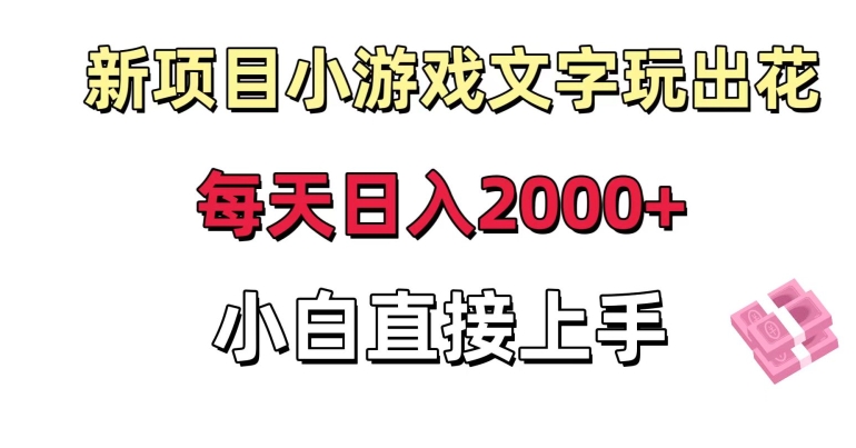 新项目小游戏文字玩出花日入2000+，每天只需一小时，小白直接上手【揭秘】 - 163资源网-163资源网