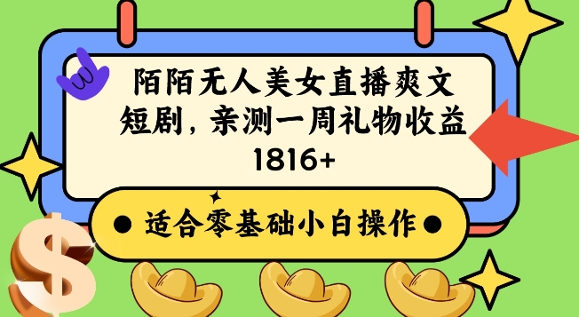 陌陌美女无人直播爽文短剧项目，亲测一个星期1800+【揭秘】 - 163资源网-163资源网