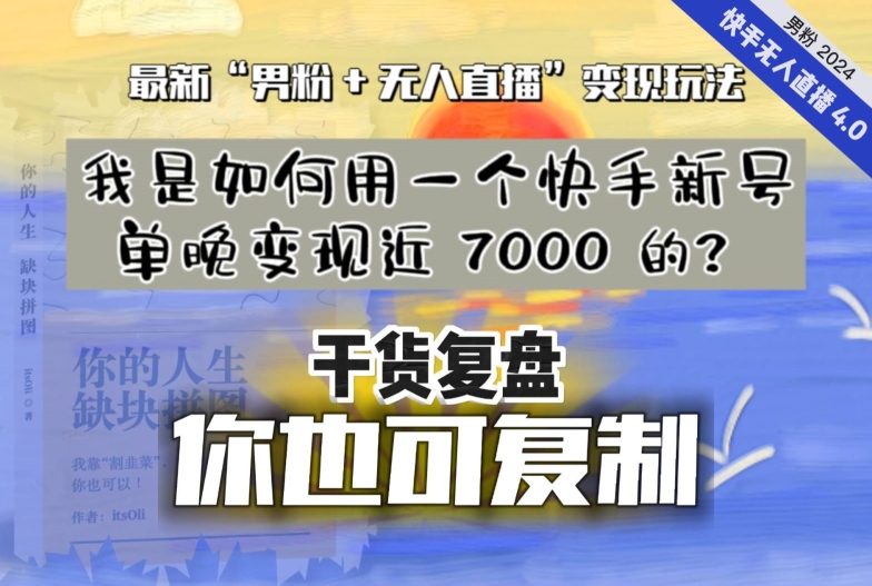 【纯干货复盘】我是如何用一个快手新号单晚变现近 7000 的？最新“男粉+无人直播”变现玩法 - 163资源网-163资源网