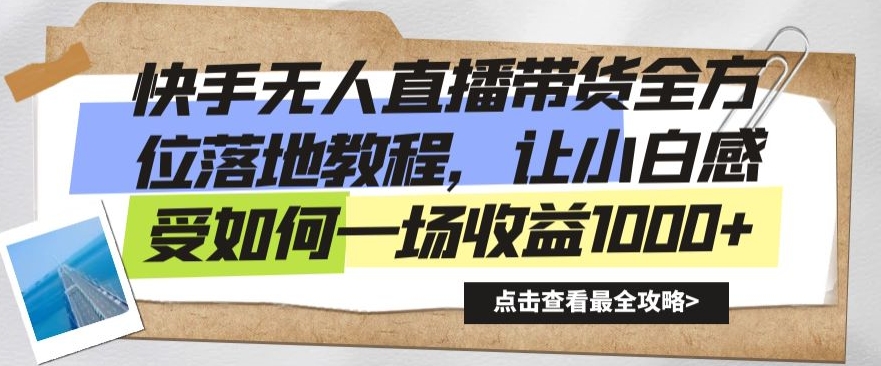 快手无人直播带货全方位落地教程，让小白感受如何一场收益1000+【揭秘】 - 163资源网-163资源网