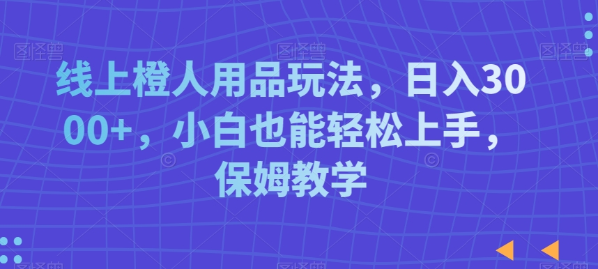 线上橙人用品玩法，日入3000+，小白也能轻松上手，保姆教学【揭秘】 - 163资源网-163资源网