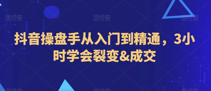 抖音操盘手从入门到精通，3小时学会裂变&成交 - 163资源网-163资源网