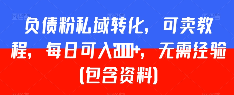 负债粉私域转化，可卖教程，每日可入2000+，无需经验【揭秘】 - 163资源网-163资源网