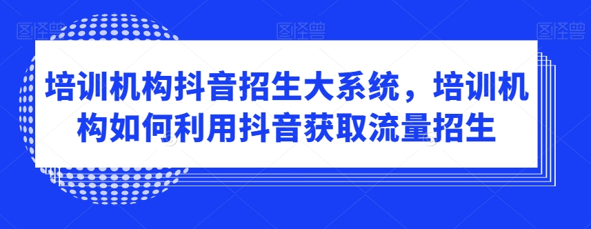 培训机构抖音招生大系统，培训机构如何利用抖音获取流量招生 - 163资源网-163资源网