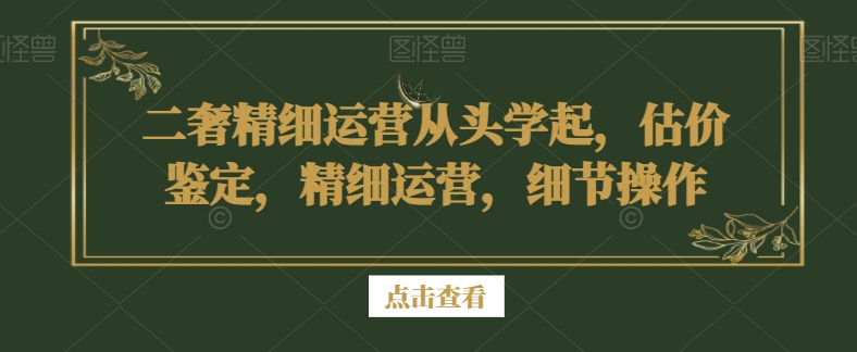 二奢精细运营从头学起，估价鉴定，精细运营，细节操作 - 163资源网-163资源网