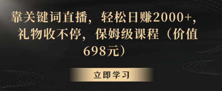 靠关键词直播，轻松日赚2000+，礼物收不停，保姆级课程（价值698元）【揭秘】 - 163资源网-163资源网