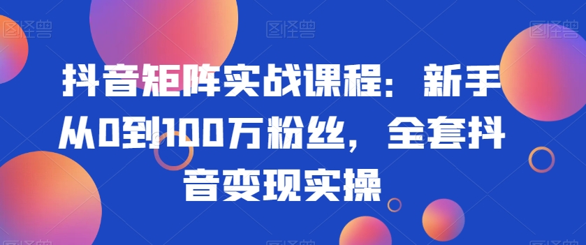 抖音矩阵实战课程：新手从0到100万粉丝，全套抖音变现实操 - 163资源网-163资源网