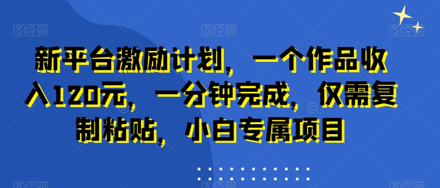 新平台激励计划，一个作品收入120元，一分钟完成，仅需复制粘贴，小白专属项目【揭秘】 - 163资源网-163资源网