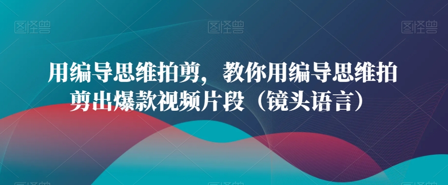 用编导思维拍剪，教你用编导思维拍剪出爆款视频片段（镜头语言） - 163资源网-163资源网